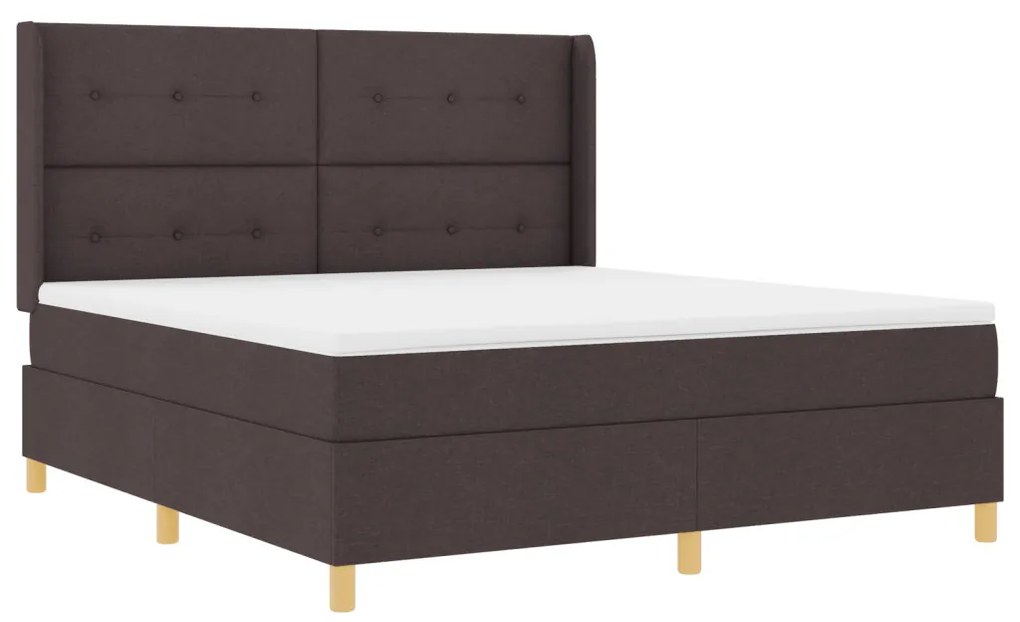 Boxspring Ágy Matrac + LED Sötétbarna 180x200 cm Szövet