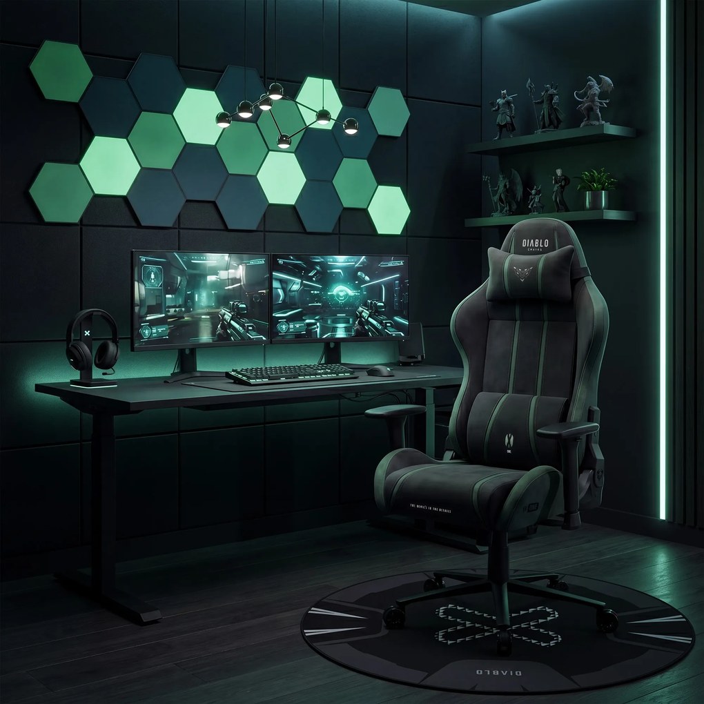 Gamer szék szövet King Size, fekete-zöld: Diablo X-One 2.0 Forest Green