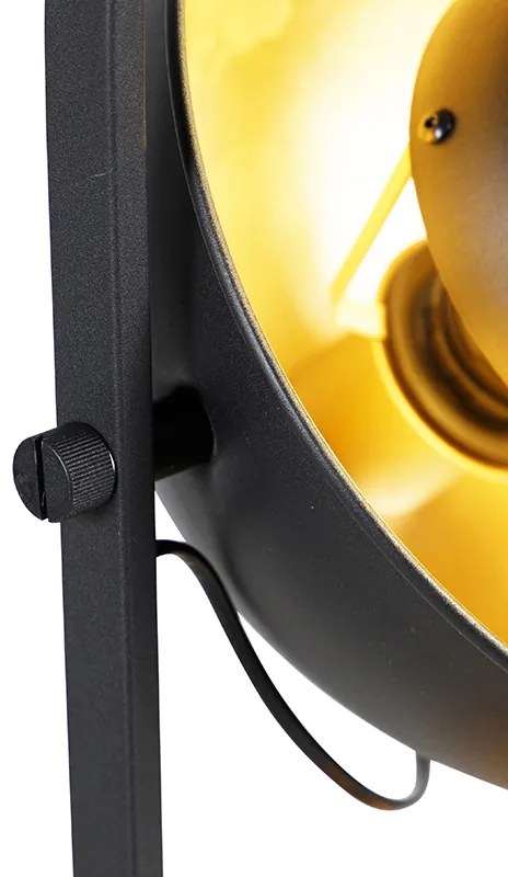 Ipari állólámpa fekete arannyal 3 lámpás - Magnax