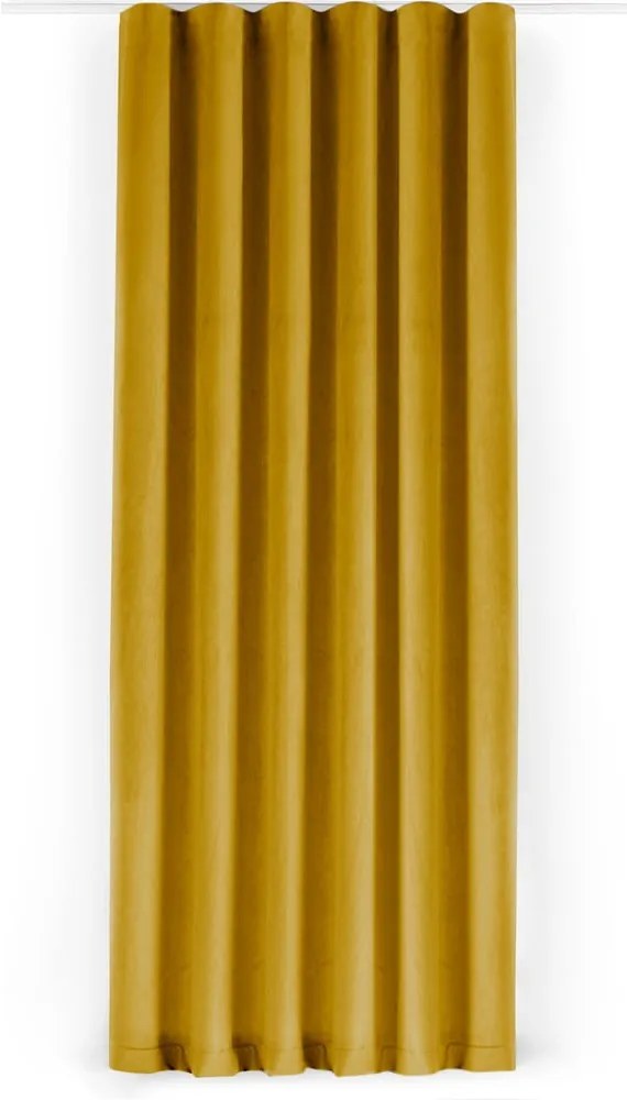 Mustársárga bársony dimout (részleges sötétítő) függöny 265x225 cm Velto – Filumi
