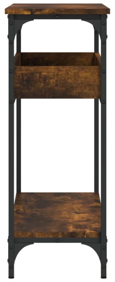 füstös tölgy színű szerelt fa tálalóasztal polccal 100x29x75 cm