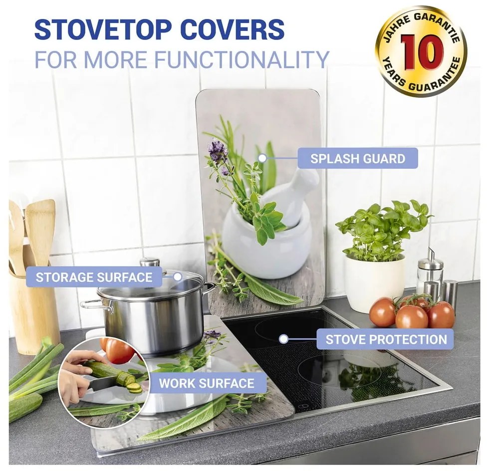 Edzett üveg tűzhely fedőlap szett 2 db-os 30x52 cm Herb – Wenko