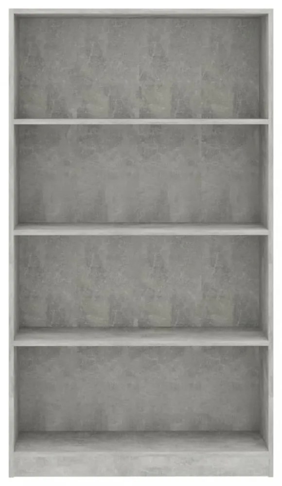 4-szintes betonszürke szerelt fa könyvszekrény 80 x 24 x 142 cm