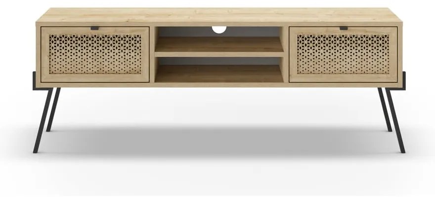 Natúr színű TV-állvány tölgyfa dekorral 140x51 cm Ecrin – Marckeric