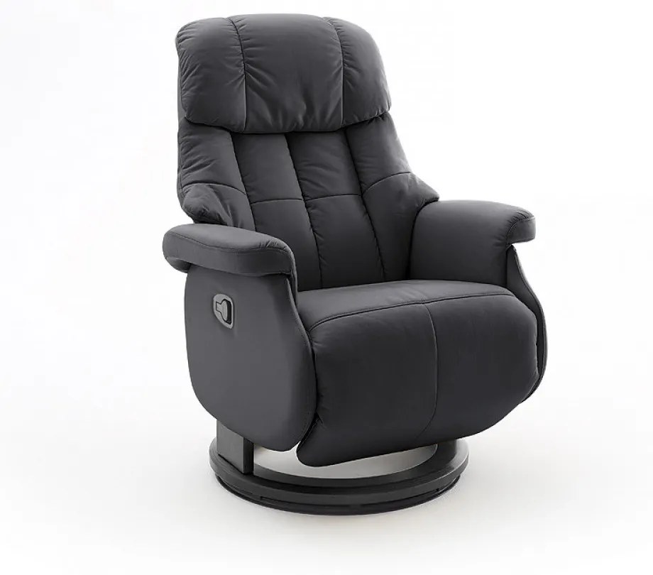 CALGARY Comfort L Fekete bőr relax fotel lábtartóval fekete lábbal