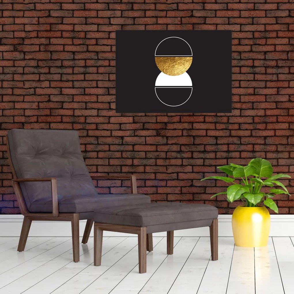 Üveg kép - Absztrakció arany és fekete N⁰2 (70x50 cm)