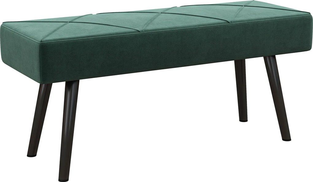 HOMCOM Velúr Hatású Kárpitozott Pad, Ágyvégi Pad X Mintával, Acél Lábakkal, Cipőpad Hálószobába, Nappaliba, Előszobába, 100 x 36 x 45 cm, Zöld | Aosom