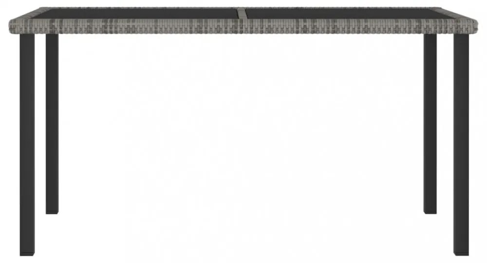 szürke polyrattan kerti étkezőasztal 140 x 70 x 73 cm