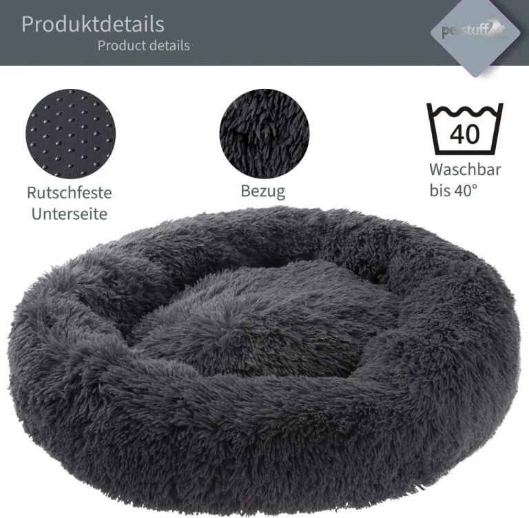 PESTUFF Kutyafekhely kerek 100 cm sötétszürke