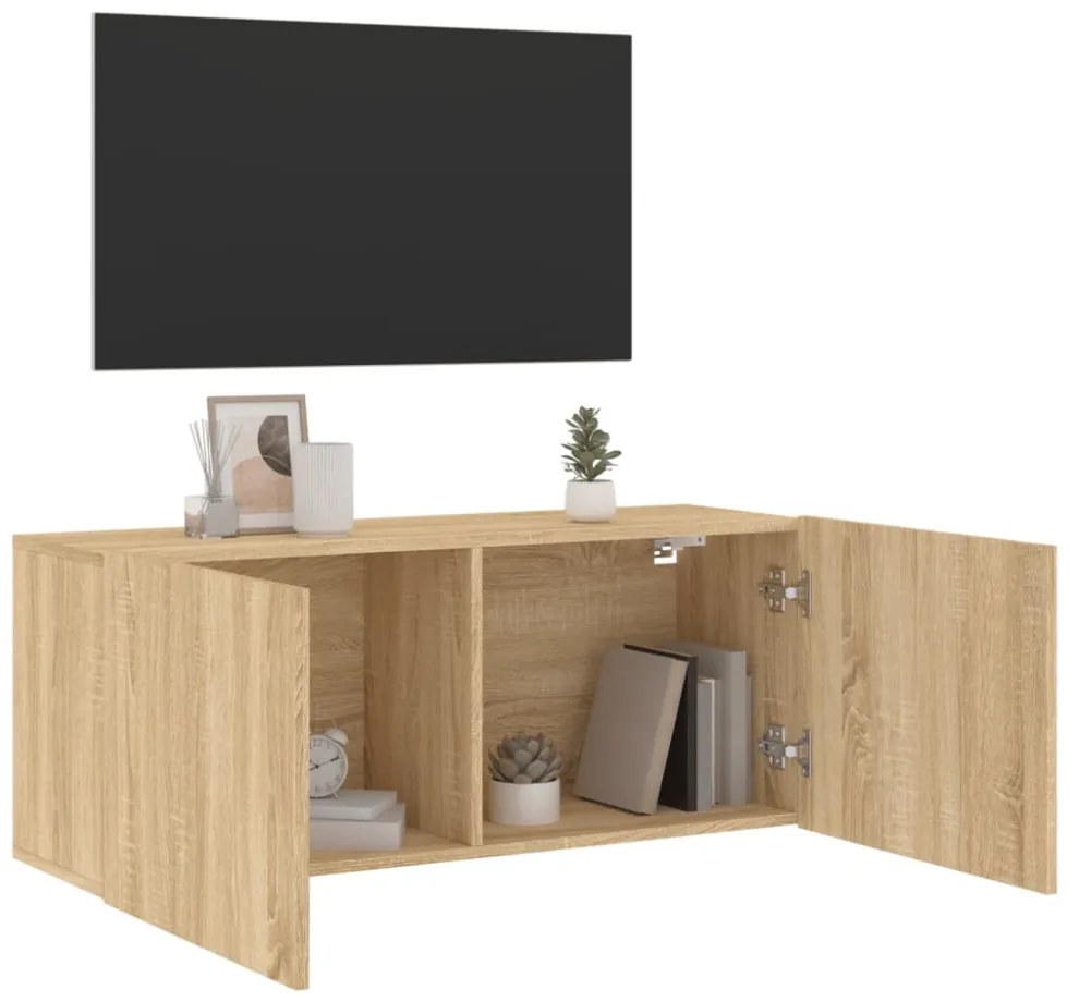 sonoma tölgy színű fali TV-szekrény 100 x 30 x 41 cm