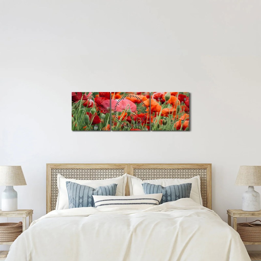 Egy kép a pipacs mezőről (órával) (90x30 cm)
