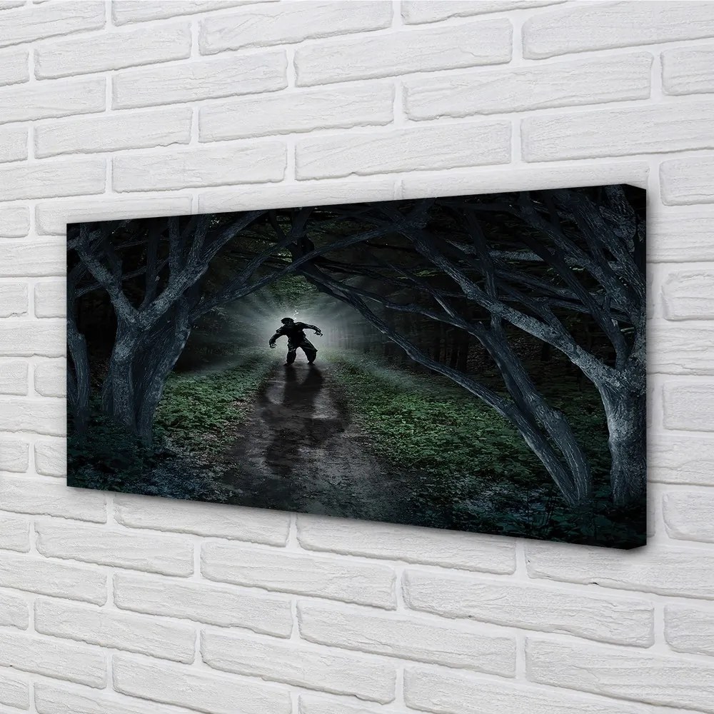 Canvas képek Sötét erdő fa forma 125x50 cm