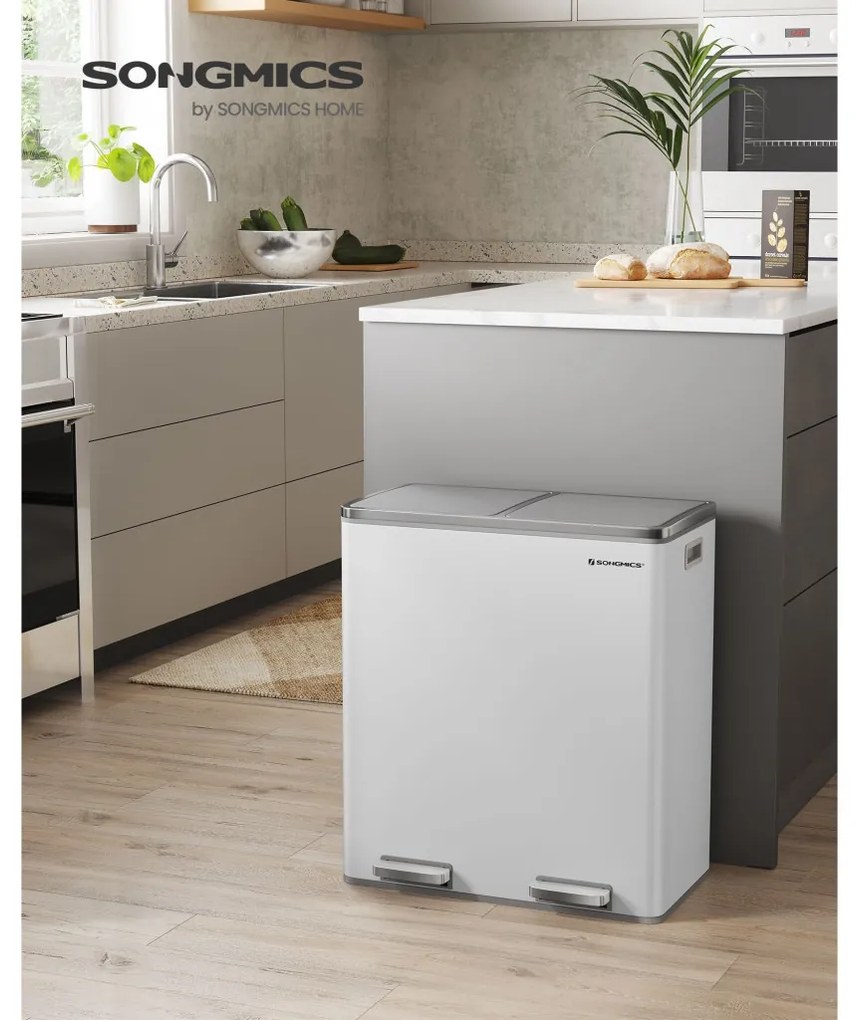 Szelektív szemeteskuka 2x30L, fehér