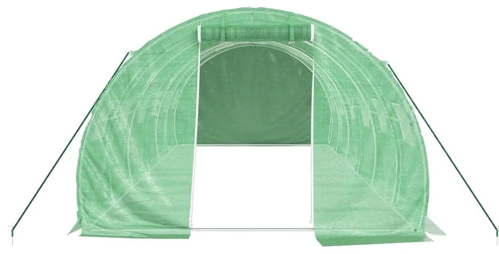zöld acélvázas melegház 18 m² 6 x 3 x 2 m