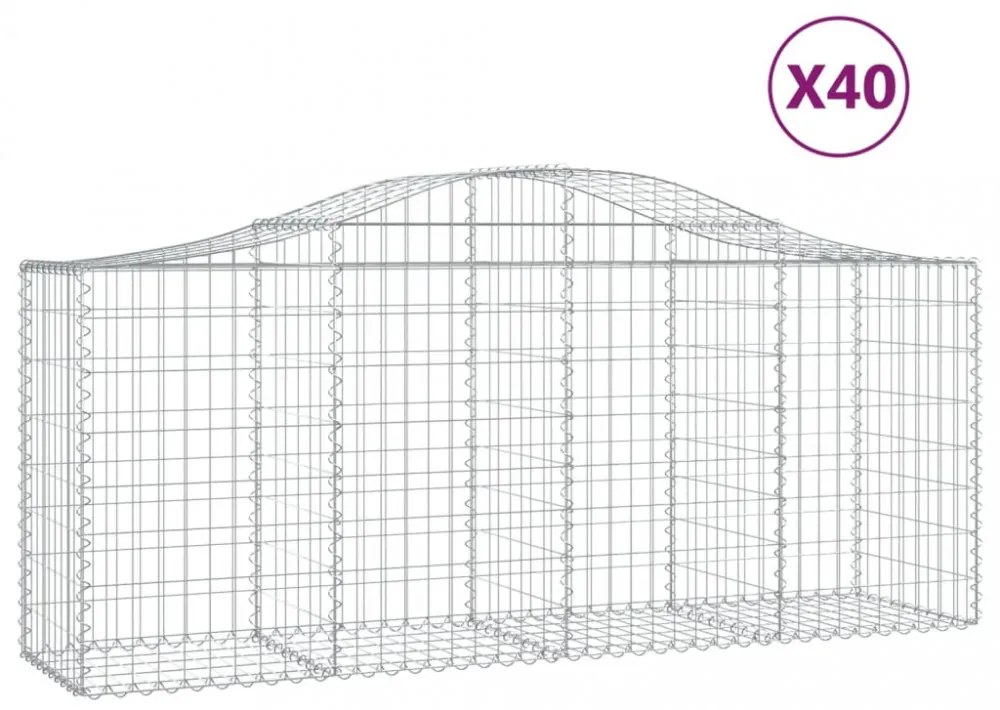 40 db íves horganyzott vas gabion kosár 200x50x80/100 cm