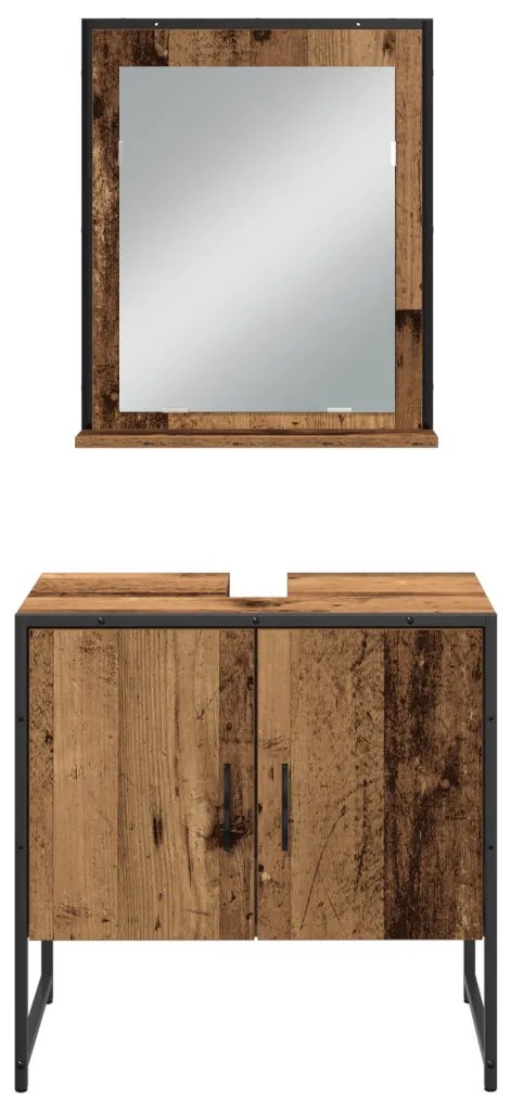 vidaXL Fürdőszoba bútor szett 4 pcs Barna 33 x 33 x 185.5 cm Faanyag