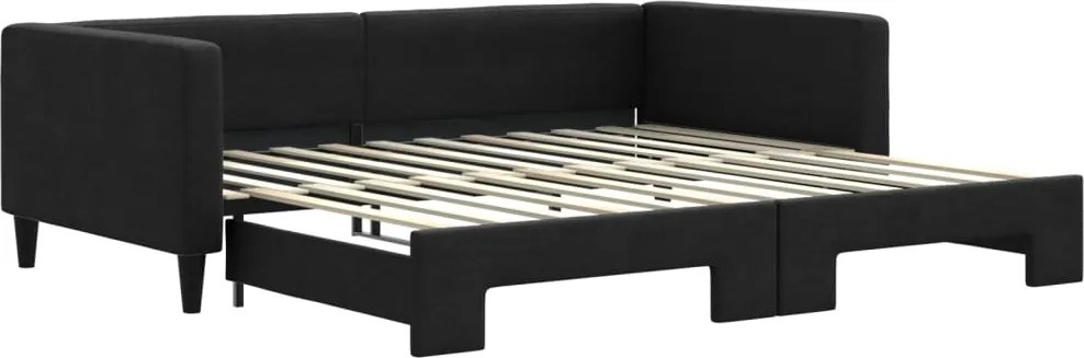 vidaXL fekete kihúzható szövet heverő 100 x 200 cm