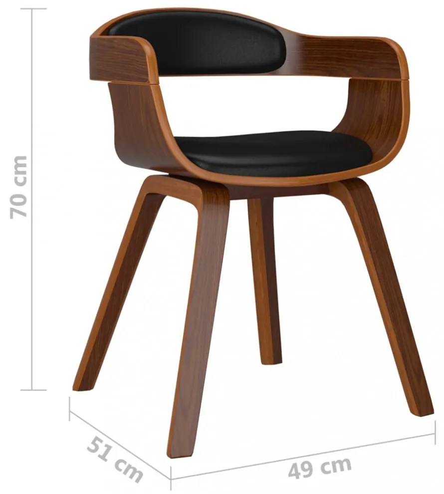 vidaXL 6 db fekete műbőr és hajlított fa étkezőszék