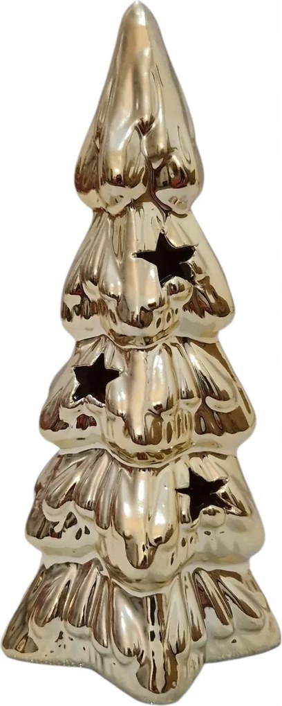 Karácsonyfa Kerámia Figura Arany 20cm Glamour Karácsonyi Dekoráció