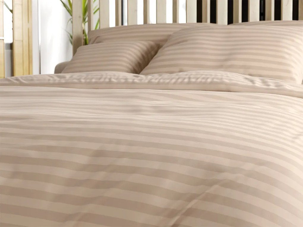 JASMINE bézs - 2 cm csíkos mikroszálas hotel ágyneműhuzat Ágyneműhuzat mérete: 2 db 70 x 90 cm | 200 x 220 cm
