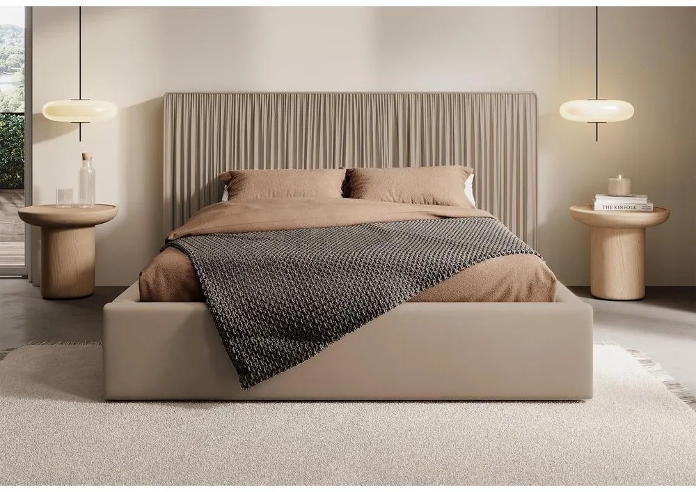 Franciaágy 180 cm Thala 180 (ágyráccsal) (tárolóhellyel) (taupe zöld + fekete). Akció -16%. 1099723