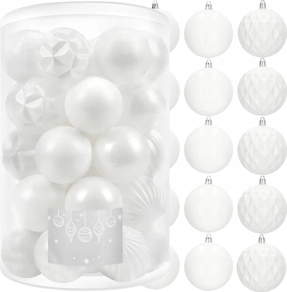 Karácsonyfadísz Fehér Díszek Karácsonyi Dekoráció 8CM 30DB