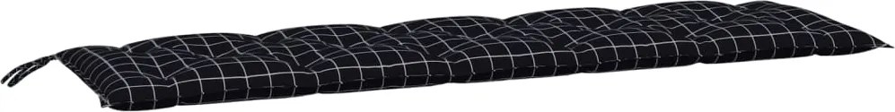 vidaXL fekete kockás oxford szövet kerti padpárna 180 x 50 x 7 cm
