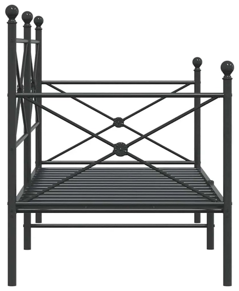 kanapéágy matrac nélkül fekete 90x200 cm acél