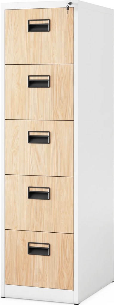 5 fiókos fém iratszekrény, fehér/sonoma tölgy, 460x1625.5x620 mm: SARA Eco Design