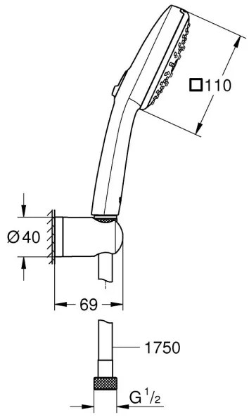 GROHE 26176001 - VITALIO COMFORT 110 zuhanyszett 110 mm fényes króm