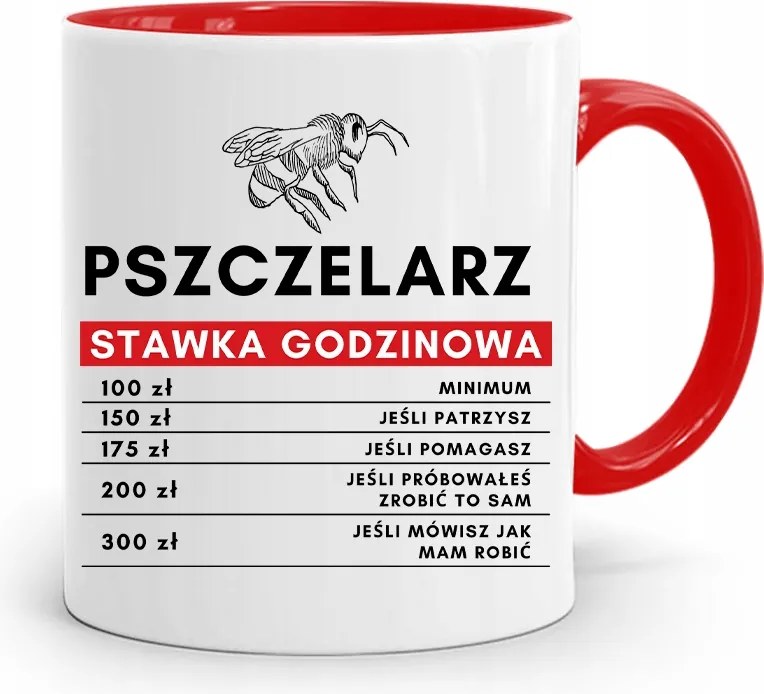 Piros Méhész Bögre Óradíj Nyomtatott Fényképpel