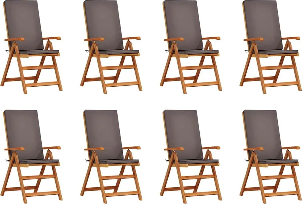 vidaXL Kerti Szék 8 pcs Barna és Szürke 57 x 71,5 x 104 cm