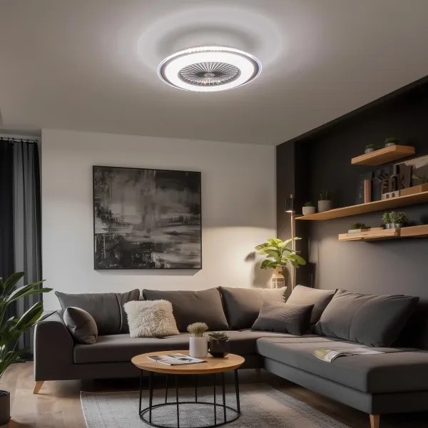 Brilagi - LED Dimmelhető lámpa ventilátorral RONDA LED/48W/230V fekete + távirányító
