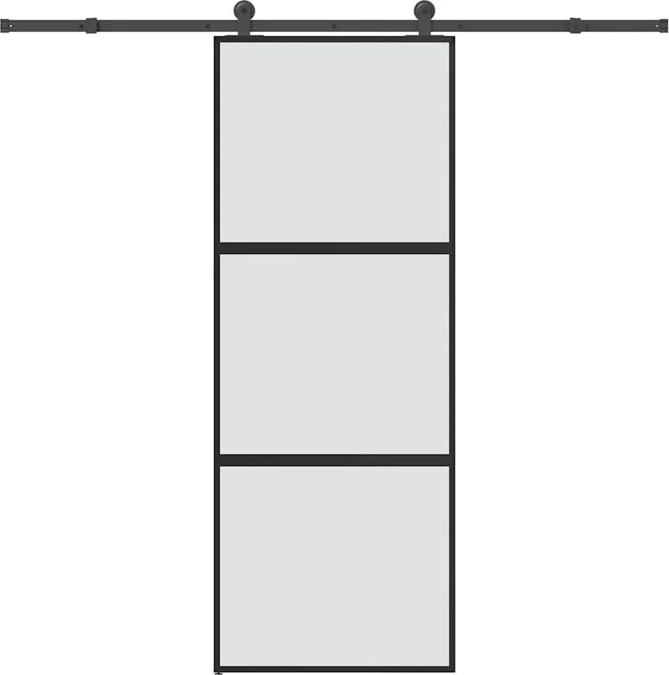 vidaXL tolóajtó vasalatokkal 76x205 cm edzett üveg&Alumínium