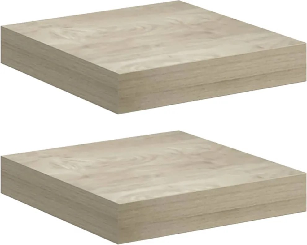 vidaXL 2 db tölgyszínű MDF lebegő fali polc 23 x 23,5 x 3,8 cm