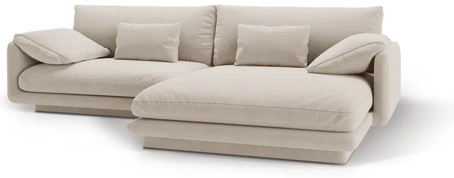 Fehér bársony sarokkanapé (jobb oldali-heverő résszel) Torino – Micadoni