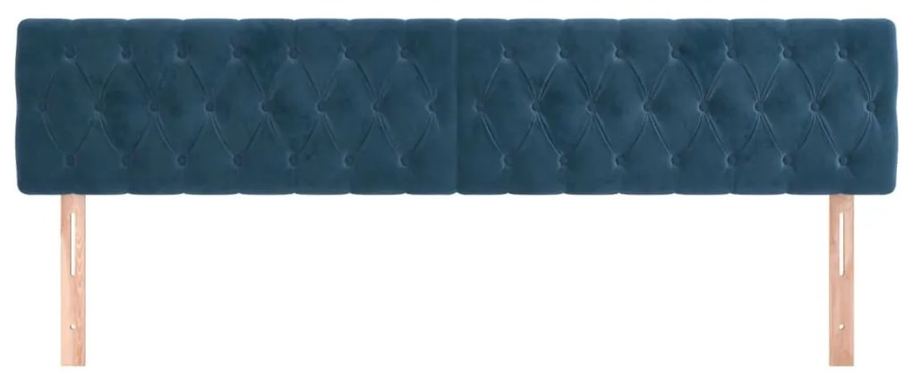 2 db sötétkék bársony fejtámla 90x7x78/88 cm