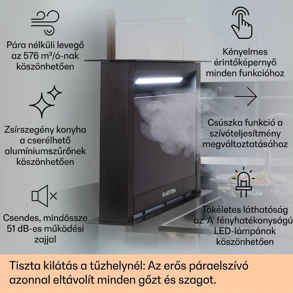 Klarstein Royal Flush Eco, páraelszívó, 90 cm, 714 m³/ó, A+