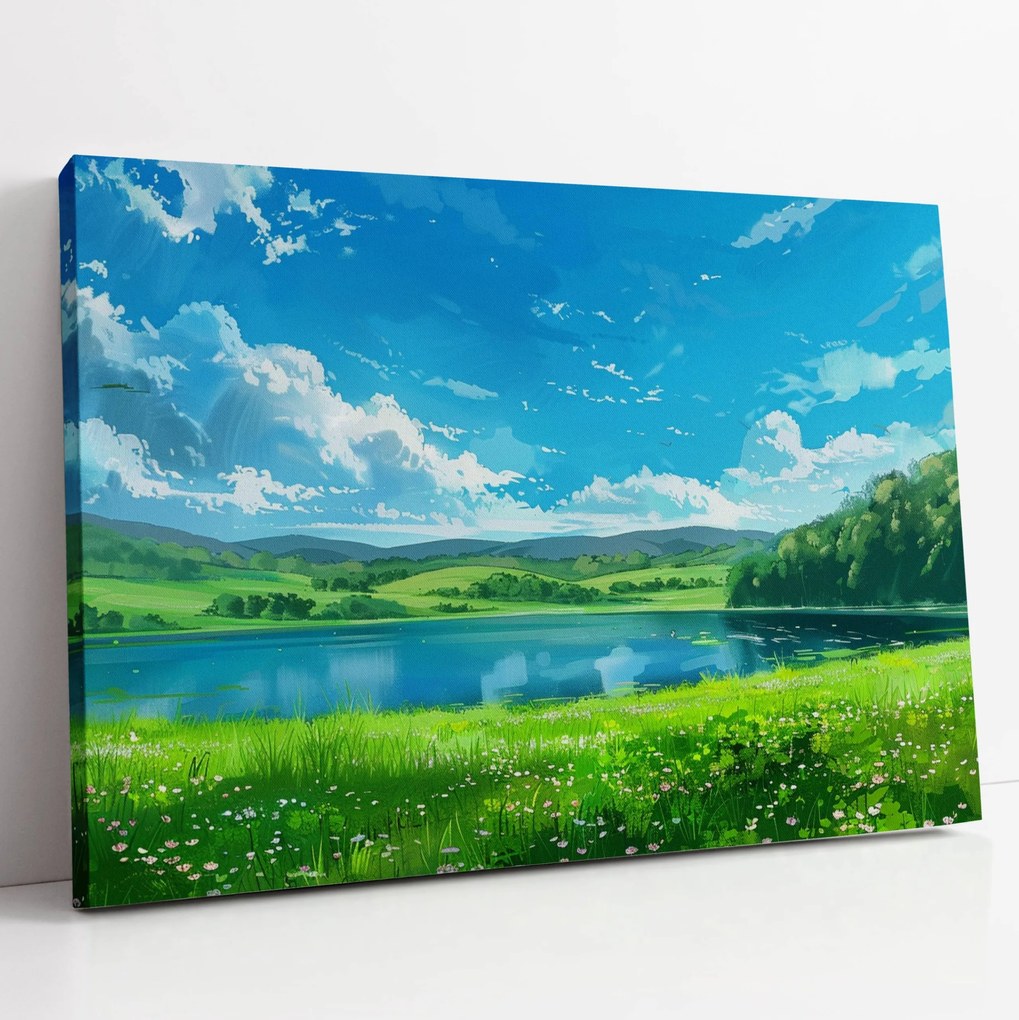 Vászonkép Rét a tóparton táj otthon nappali szoba 80x60