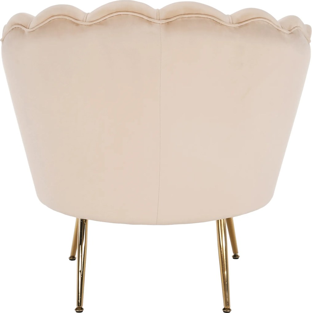 Fotel Art-deco stílusban, bézs Velvet anyag/gold chróm-arany, NOBLIN