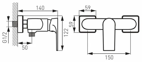FERRO - Zuhanycsaptelep ALGEO SQUARE fényes króm
