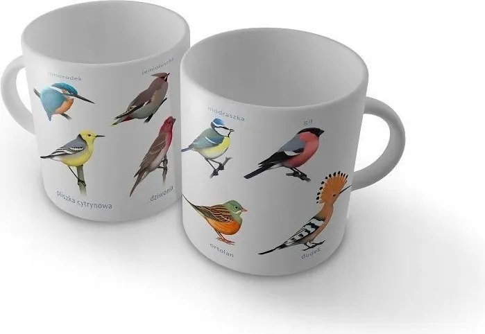 Dekoratív Bögre Fehér Kerámia Mintás Színes Madarak Soliton Kiváló Minőség