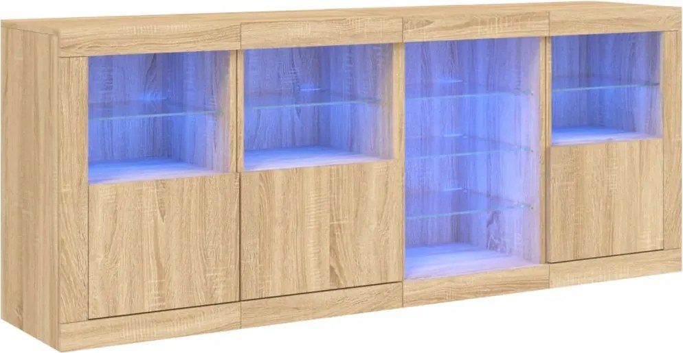 vidaXL sonoma tölgy színű tálalószekrény LED-világítással 164x37x67 cm
