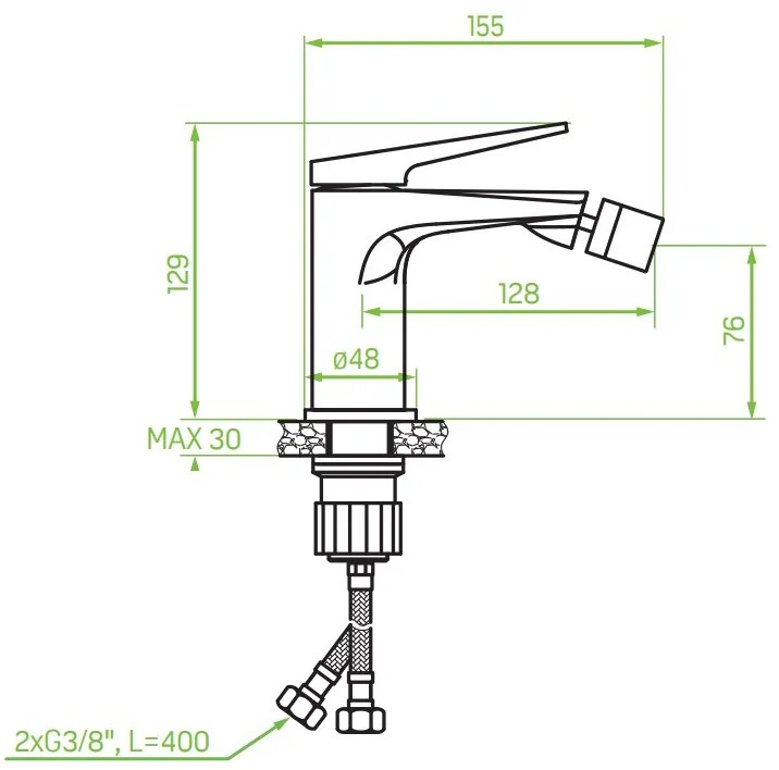 Laveo Rubio, h-129 bidé csaptelep ClickClack leeresztő csavarral, fekete-arany fényes, LAV-BVR_732G