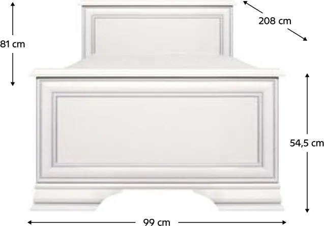 Ágy, 90x200, alpesi fehér, KENTAK