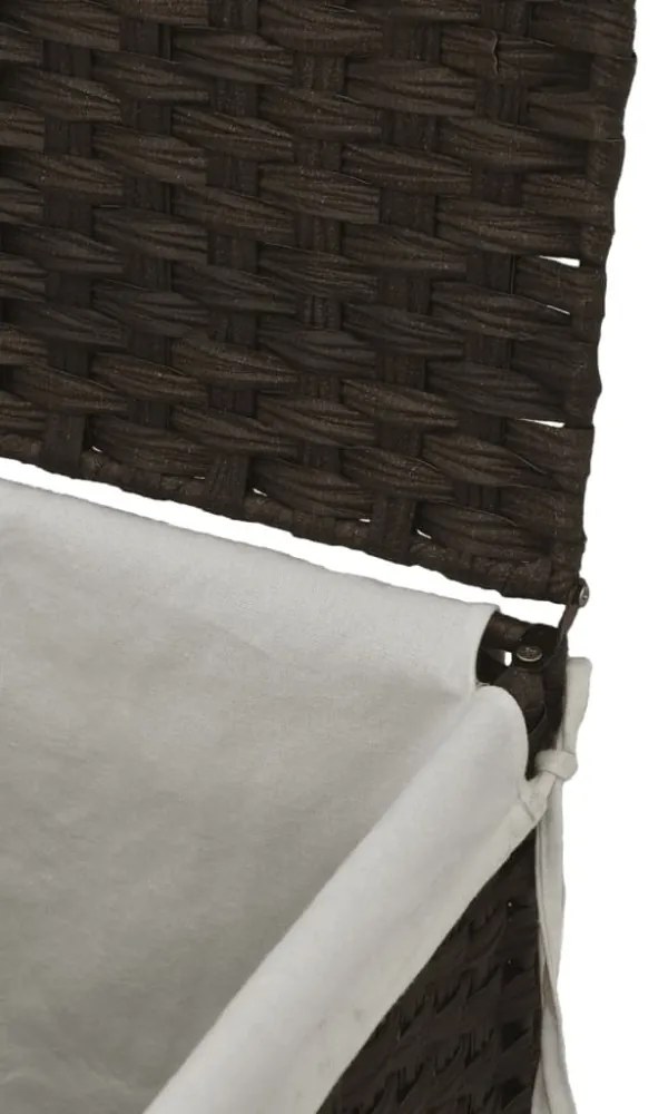 sötétbarna polyrattan szennyeskosár 2 rekesszel 53x35x57 cm