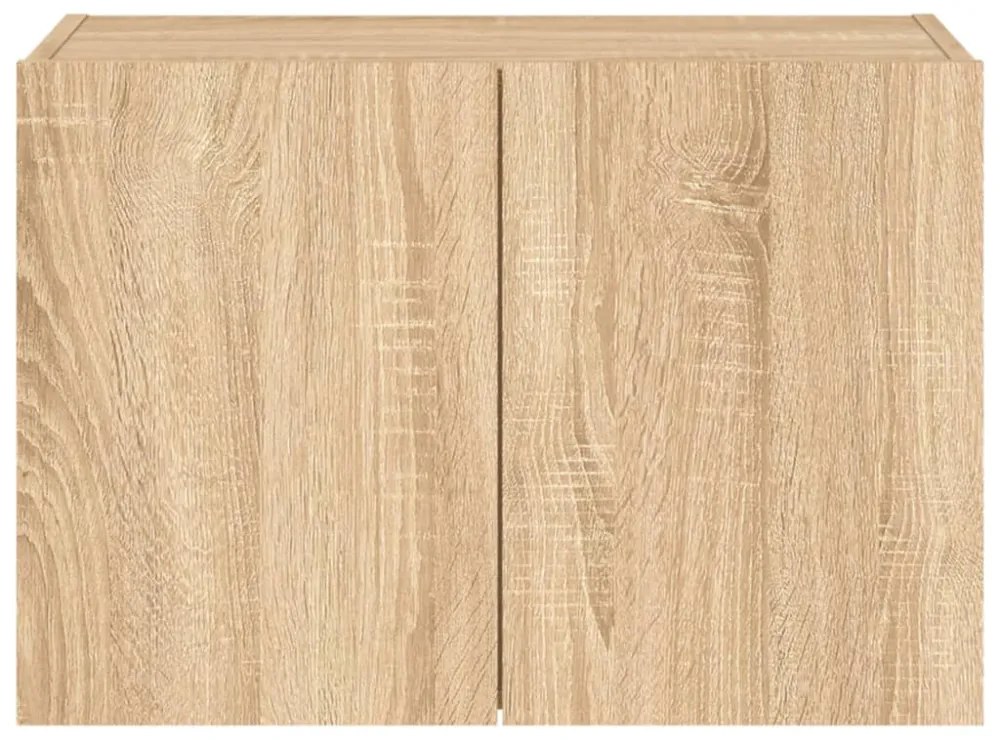 sonoma tölgy színű fali TV-szekrény LED-ekkel 60x35x41 cm