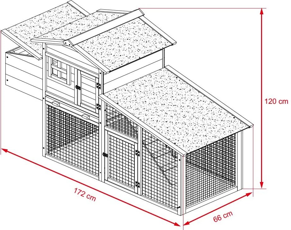 Avenberg COOPER Tyúkól 172 x 66 x 120 cm (barna)
