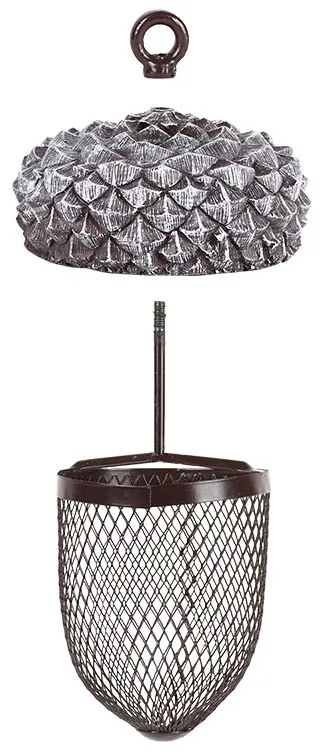 Felakasztható makk alakú madáretető, ráccsal