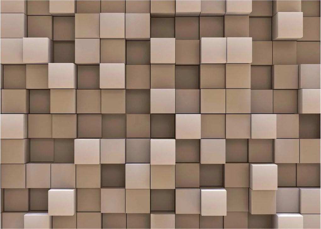 Kép - bézs kocka (üvegen) (70x50 cm)